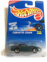 Mattel Hot Wheels 1996 1:64 Scale Dark Green Metallic Chevy Corvette Coupe Die Cast Car Collector #499